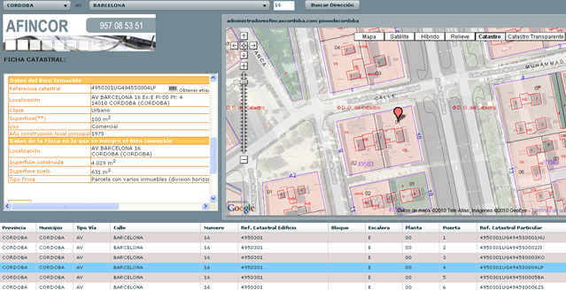 Administrador de Fincas Cordoba. Información del Catastro